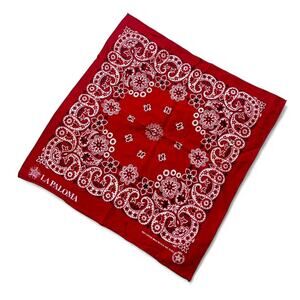 La Paloma Vintage made in USA Red Paisley Floral Bandana Handkerchief RN 15187